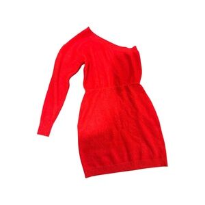 Nordstrom Open Edit One Shoulder Sweater Dress in Red Small NWT